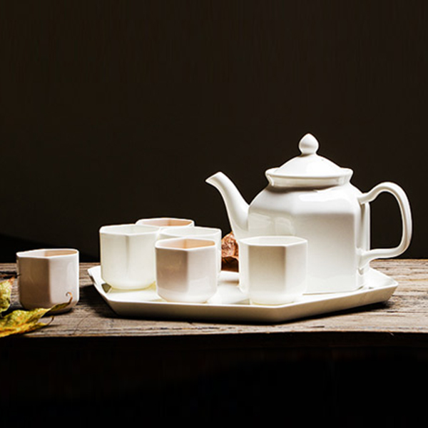 唐山骨瓷白瓷品茶茶具套装
