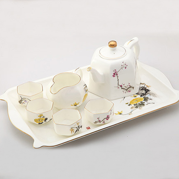 唐山骨瓷创意个性彩瓷茶具套装